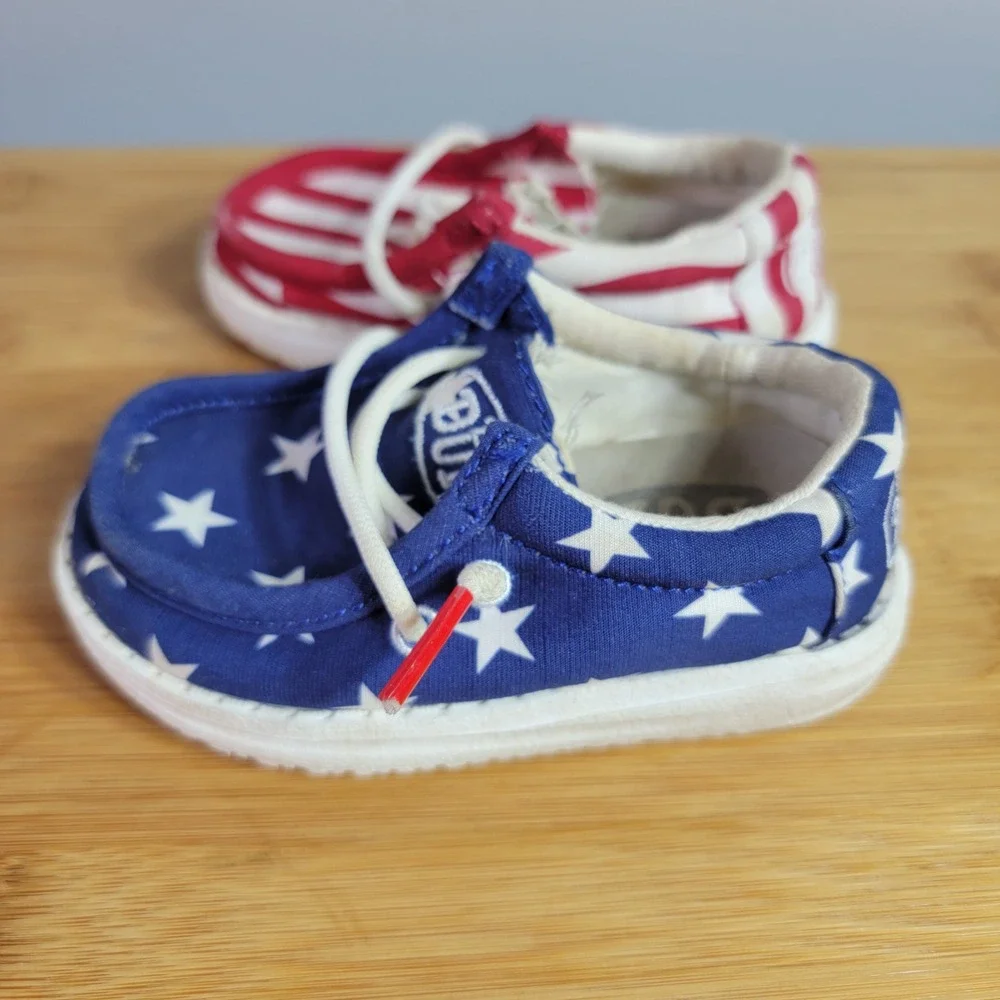 Hey Dude Kids K5 Wally Toddler Patriotic Red White Blue Stars Stripes Shoes